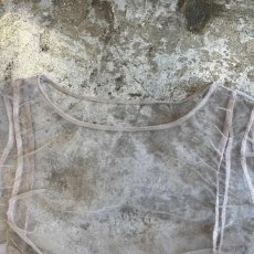 画像7: BEIGE COLOR FRONT SHARRING DESIGN TULLE S/S TOPS / Ladies M (7)