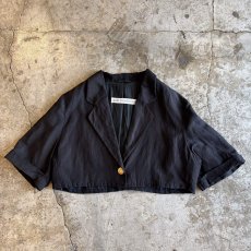 画像1: SILK LINEN DESIGN SHORT S/S JACKET / Ladies L(M) / MADE IN GERMANY (1)