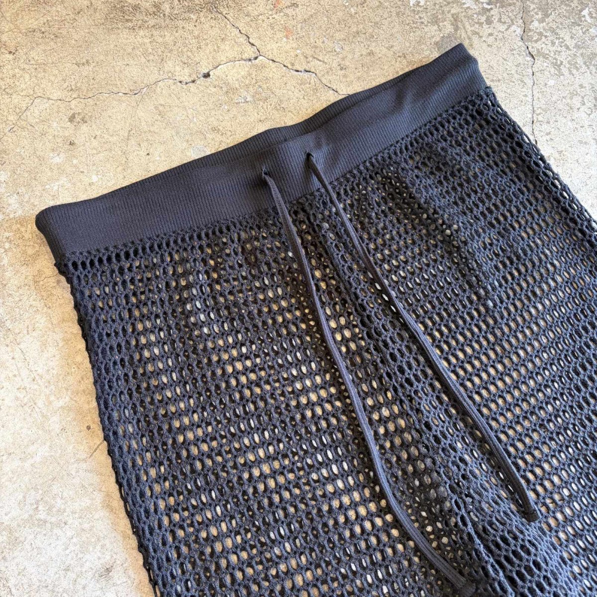 画像3: BLACK COLOR MESH DESIGN FLARE PANTS / FREE~W35 (3)