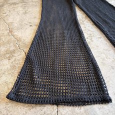 画像4: BLACK COLOR MESH DESIGN FLARE PANTS / FREE~W35 (4)