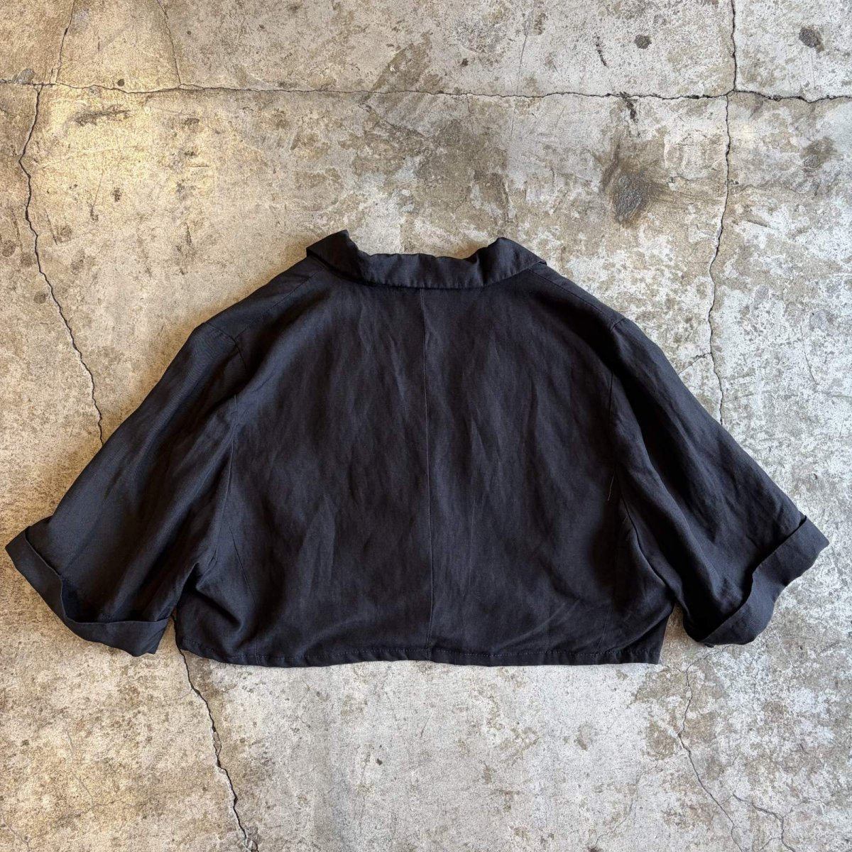 画像2: SILK LINEN DESIGN SHORT S/S JACKET / Ladies L(M) / MADE IN GERMANY (2)