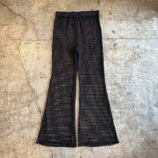 画像2: BLACK COLOR MESH DESIGN FLARE PANTS / FREE~W35 (2)