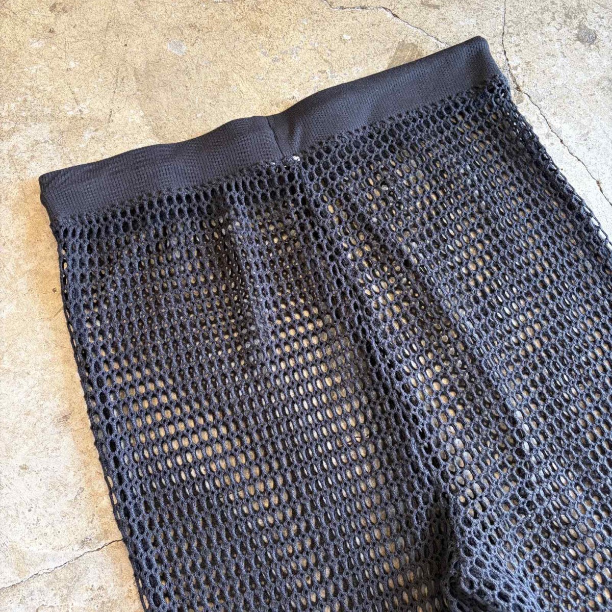 画像10: BLACK COLOR MESH DESIGN FLARE PANTS / FREE~W35 (10)