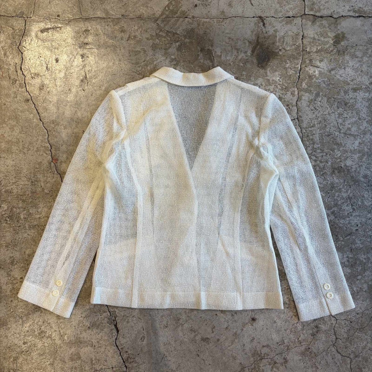 画像2: WHITE COLOR MESH DESIGN TAILORED JACKET / Ladies M (2)