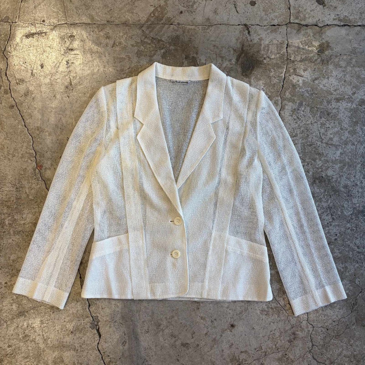 画像1: WHITE COLOR MESH DESIGN TAILORED JACKET / Ladies M (1)