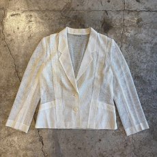 画像1: WHITE COLOR MESH DESIGN TAILORED JACKET / Ladies M (1)