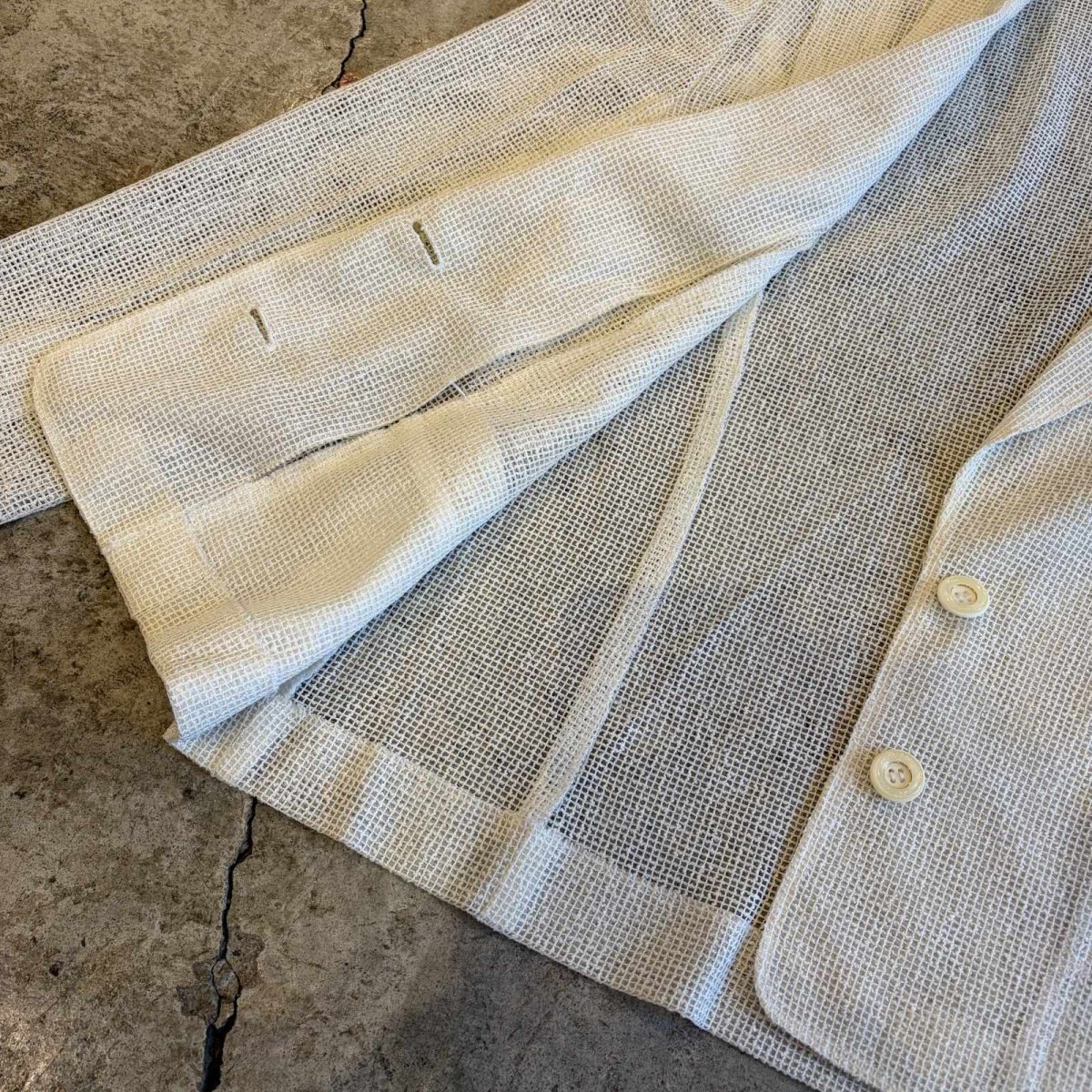 画像8: WHITE COLOR MESH DESIGN TAILORED JACKET / Ladies M (8)