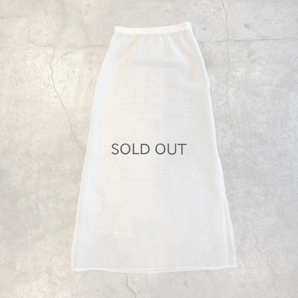 画像1: IVORY COLOR SHEER SLIT LONG SKIRT / W24~W31 (1)