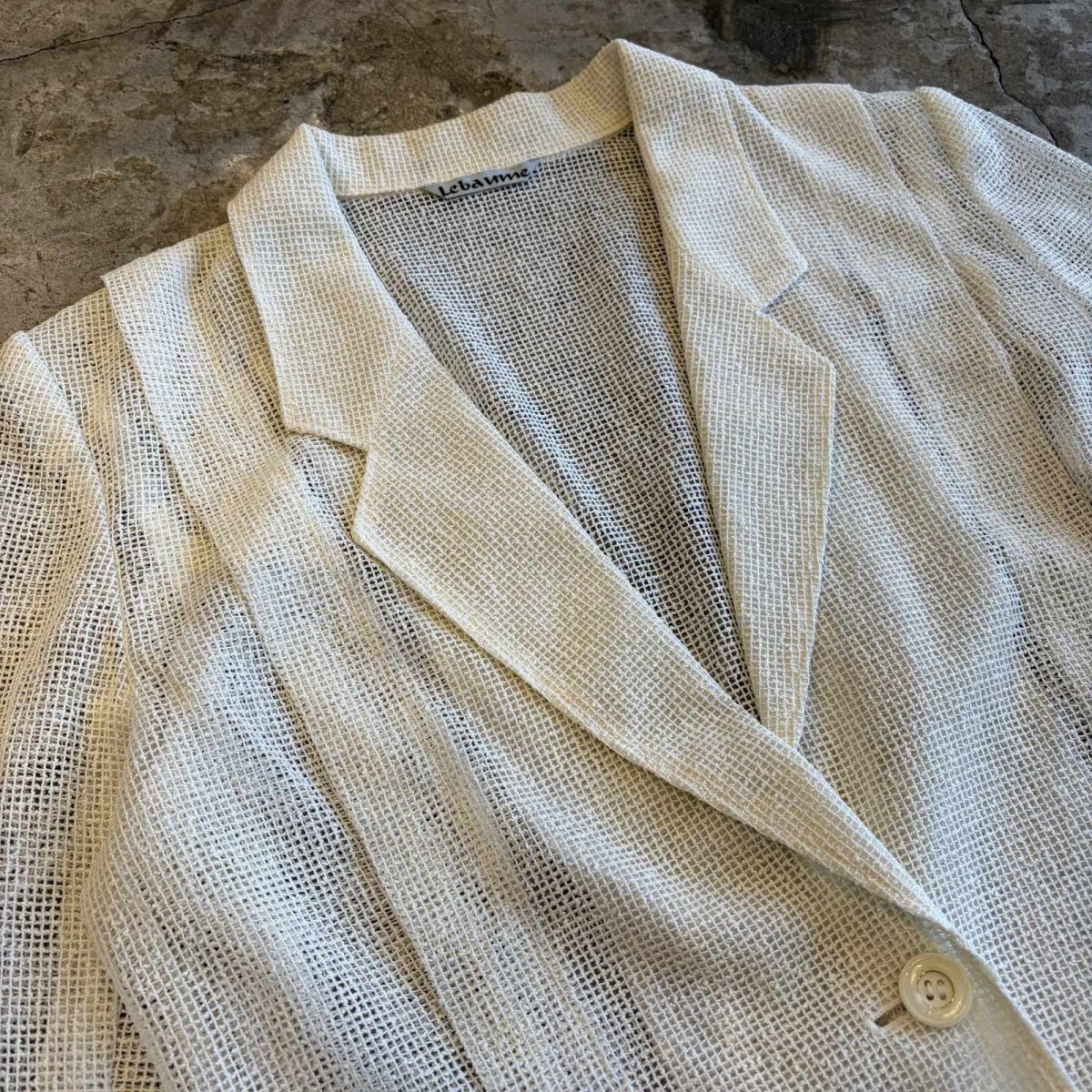 画像3: WHITE COLOR MESH DESIGN TAILORED JACKET / Ladies M (3)