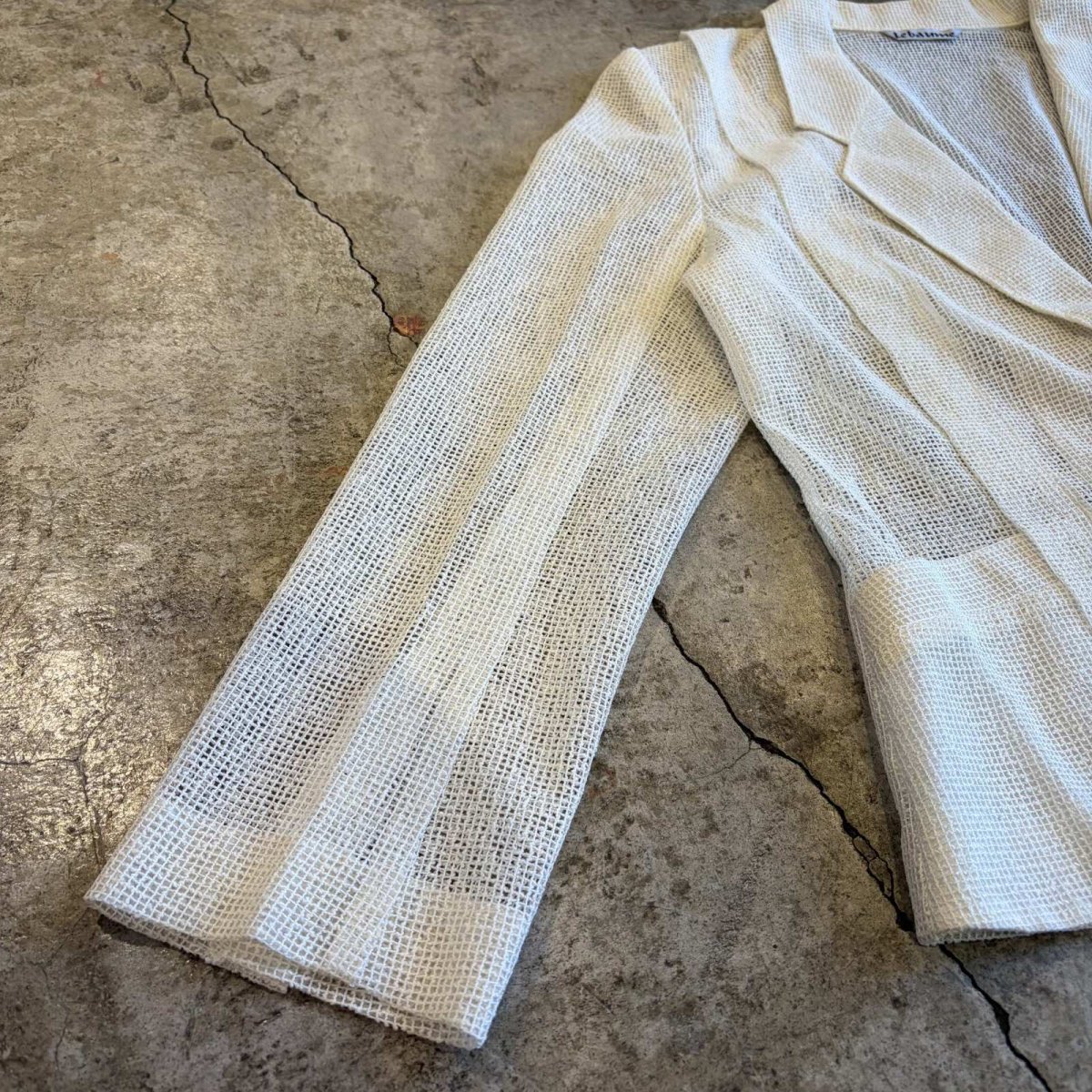 画像6: WHITE COLOR MESH DESIGN TAILORED JACKET / Ladies M (6)