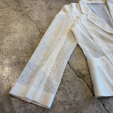 画像6: WHITE COLOR MESH DESIGN TAILORED JACKET / Ladies M (6)