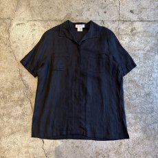 画像1: BLACK COLOR DESIGN LINEN S/S SHIRT / Ladies L (1)