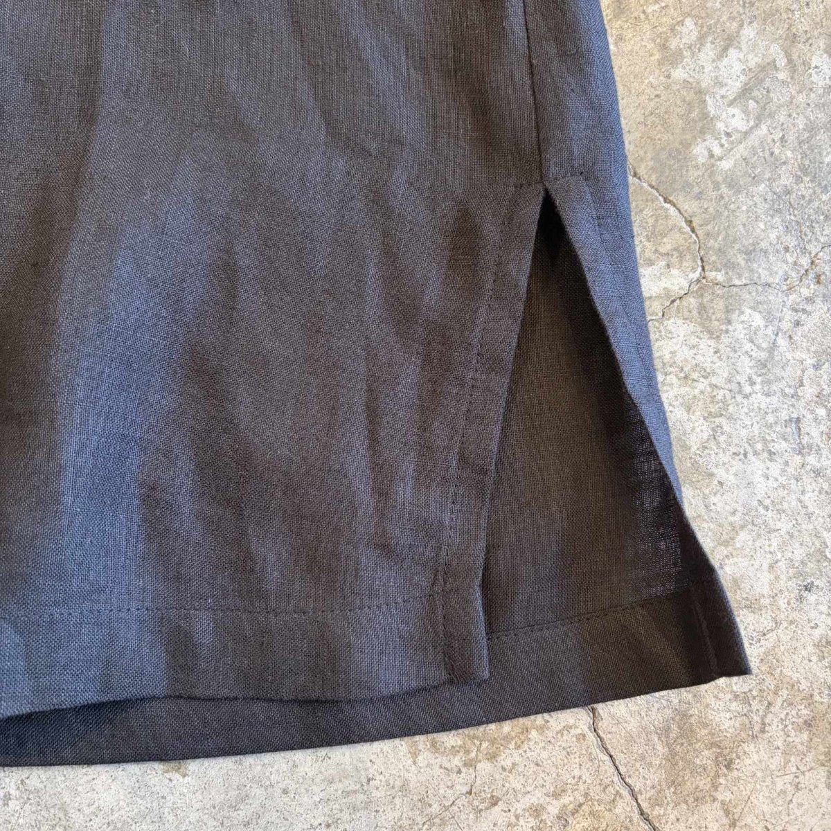 画像9: BLACK COLOR DESIGN LINEN S/S SHIRT / Ladies L (9)