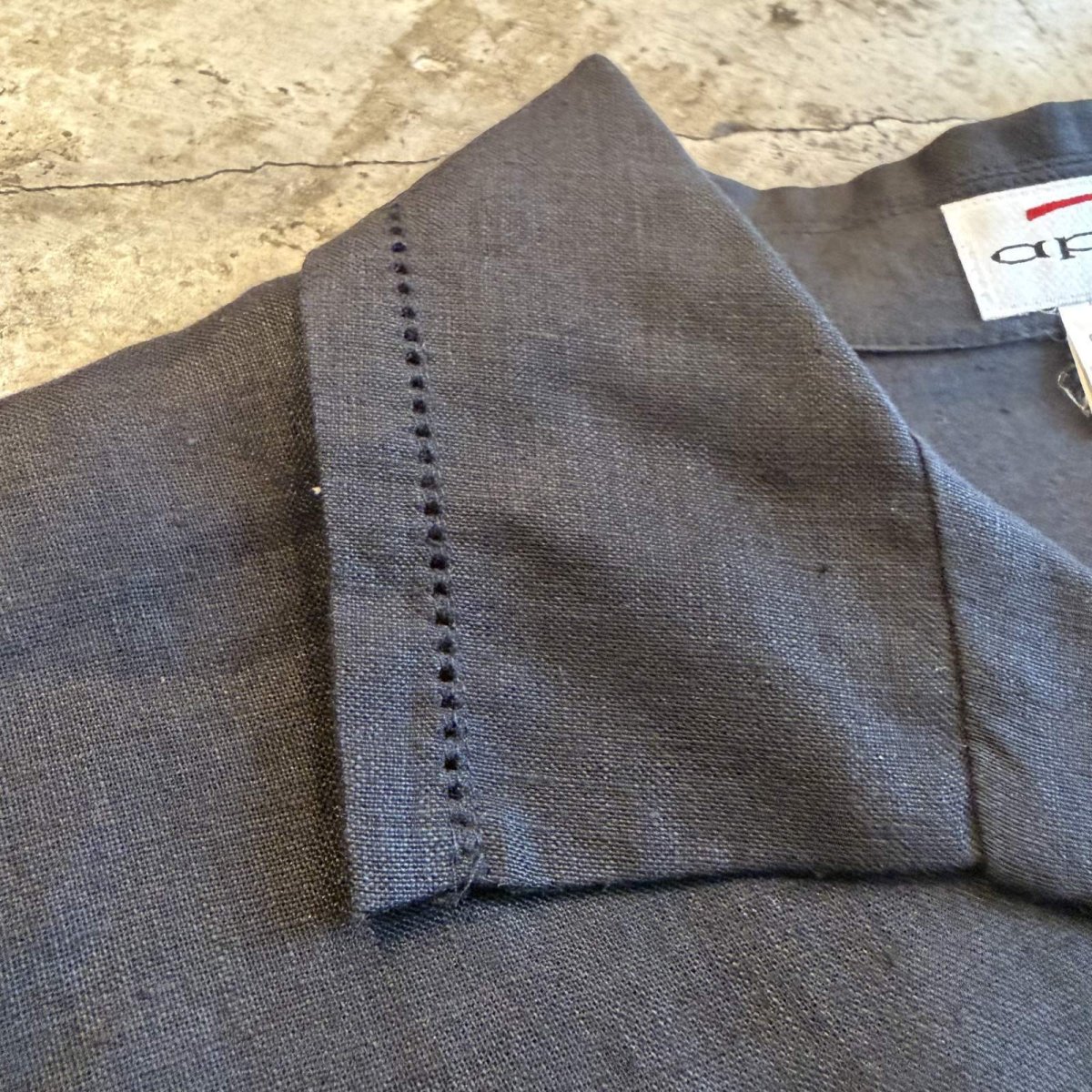 画像7: BLACK COLOR DESIGN LINEN S/S SHIRT / Ladies L (7)