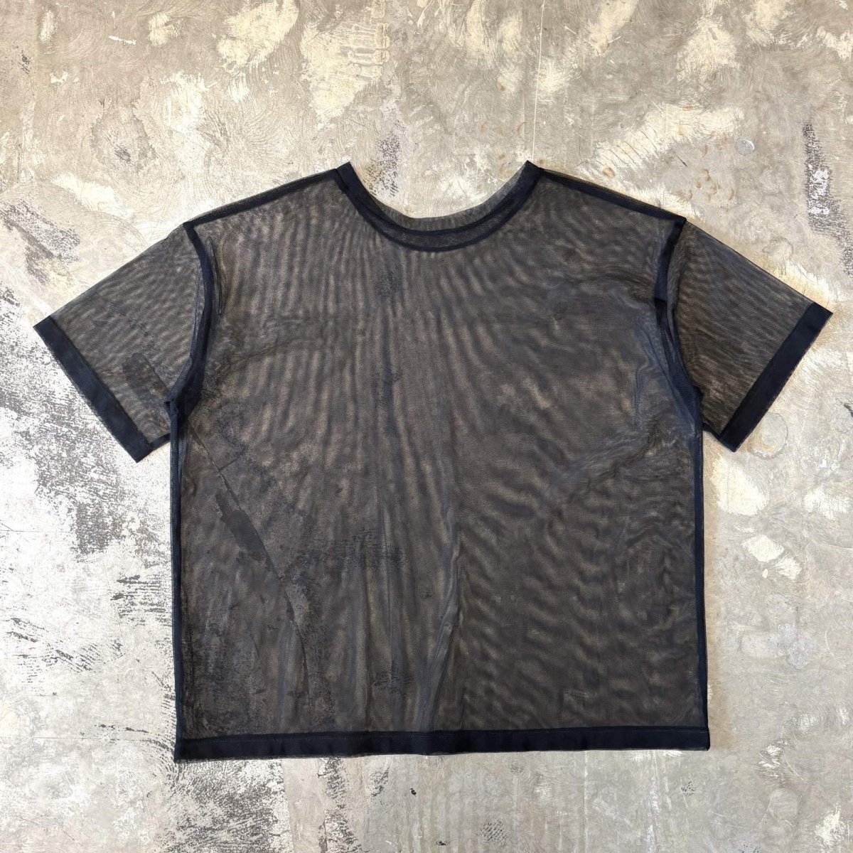 画像2: BLACK COLOR BOX SILHOUETTE SHEER S/S TOPS / Mens M~L (2)