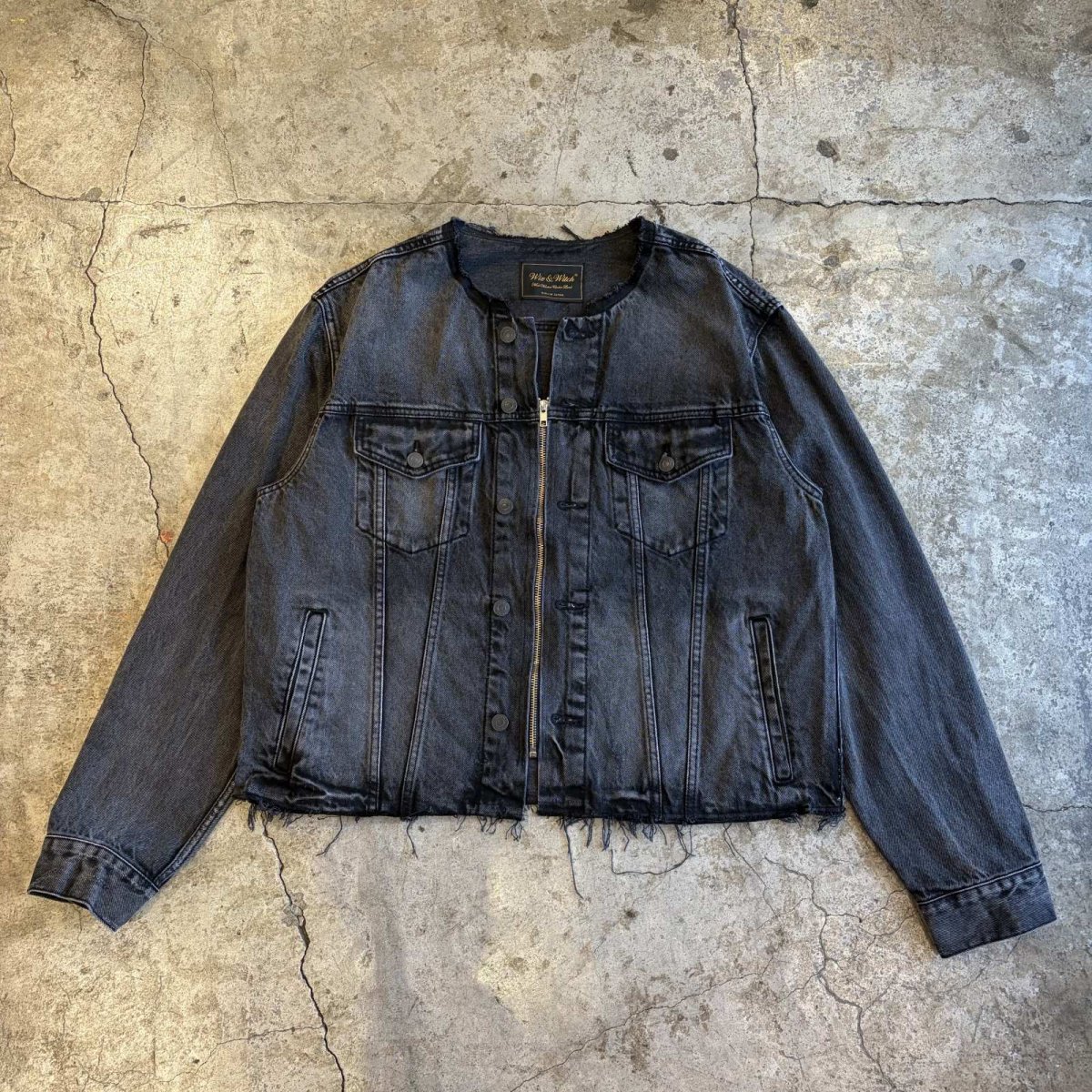 画像1: 【Wiz&Witch】"WANDERER" NO COLLAR ZIP UP DENIM JACKET / OS (1)