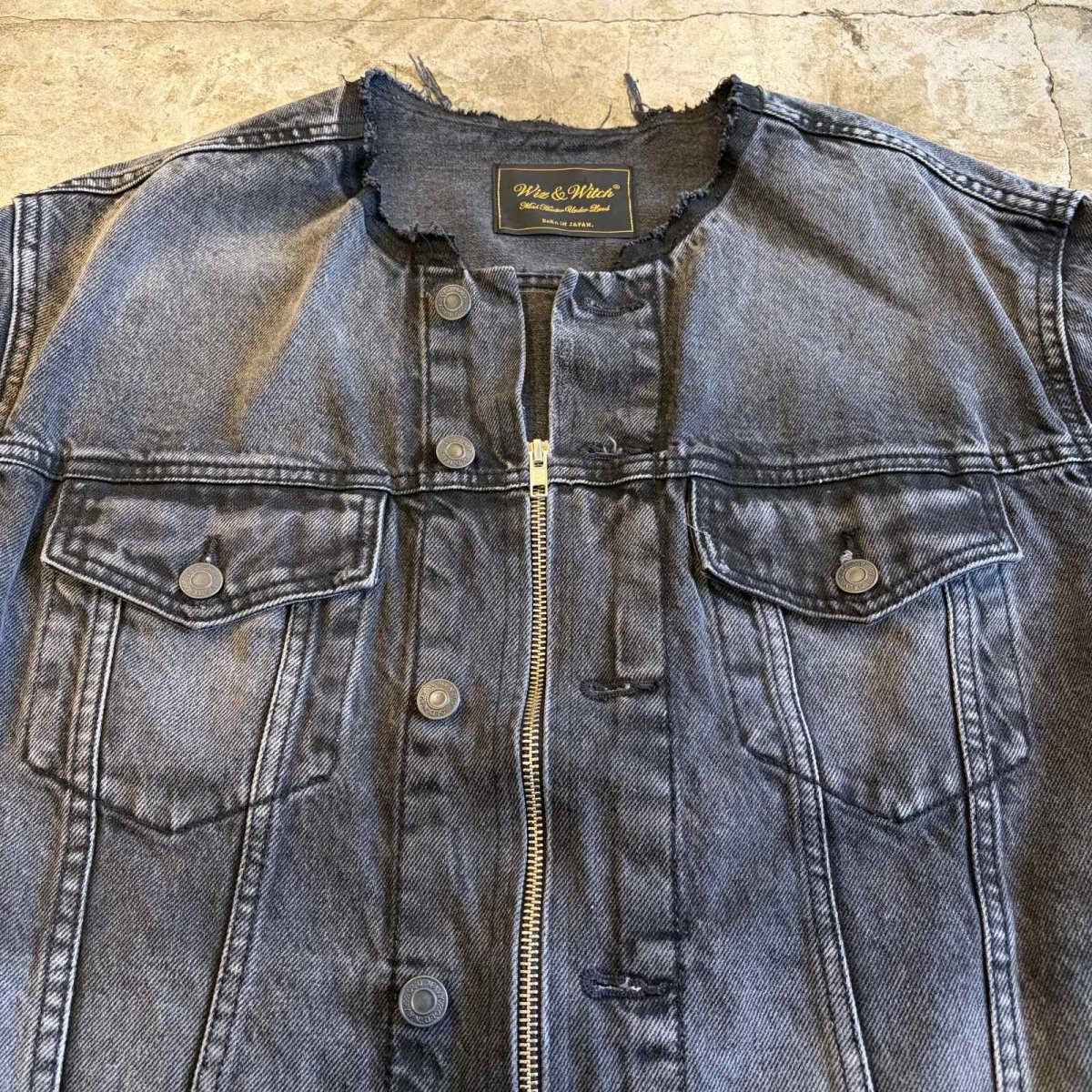 画像10: 【Wiz&Witch】"WANDERER" NO COLLAR ZIP UP DENIM JACKET / OS (10)