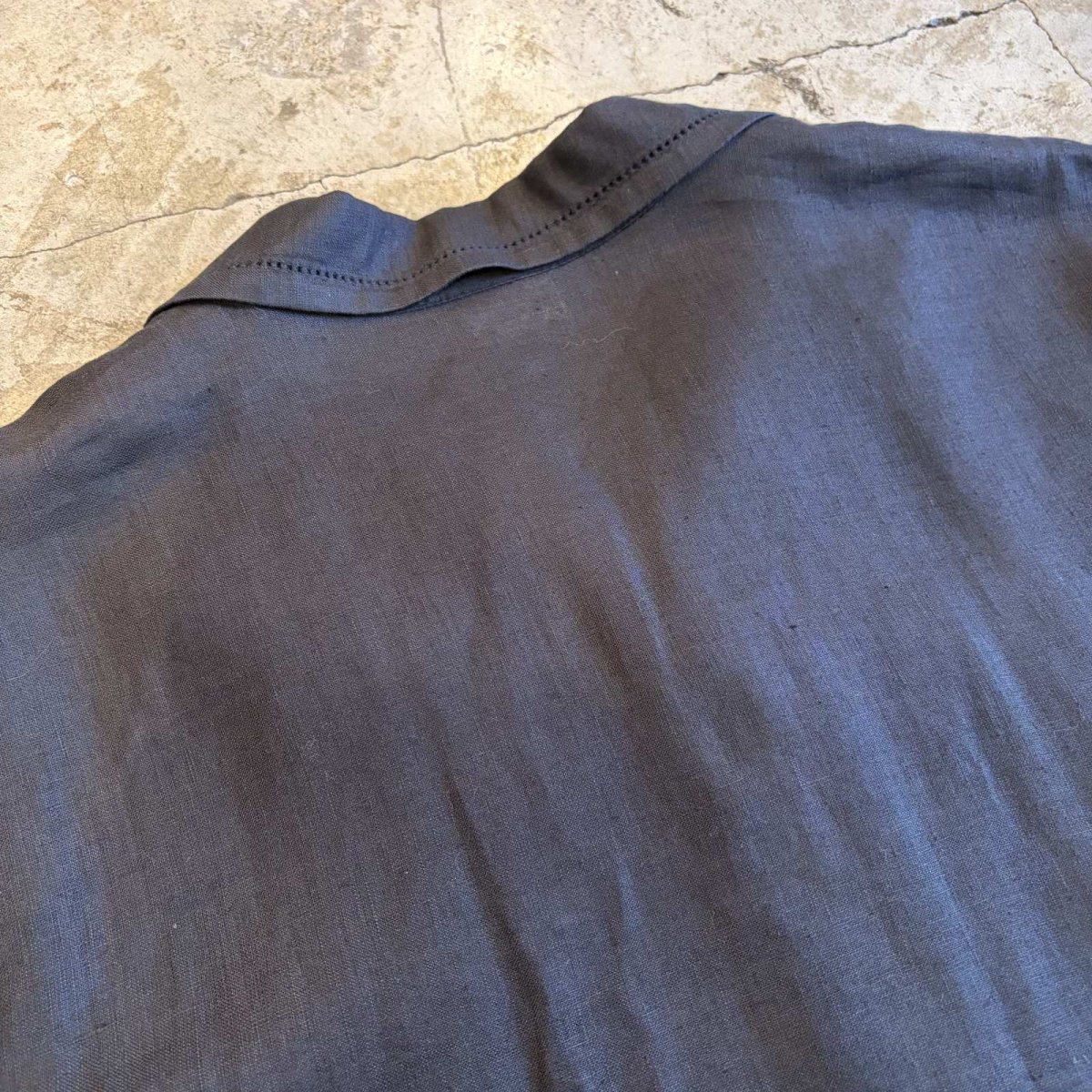 画像8: BLACK COLOR DESIGN LINEN S/S SHIRT / Ladies L (8)