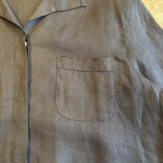 画像6: BLACK COLOR DESIGN LINEN S/S SHIRT / Ladies L (6)