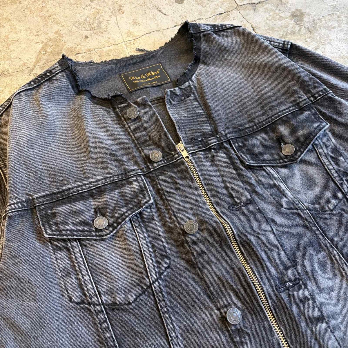 画像3: 【Wiz&Witch】"WANDERER" NO COLLAR ZIP UP DENIM JACKET / OS (3)
