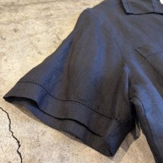 画像4: BLACK COLOR DESIGN LINEN S/S SHIRT / Ladies L (4)