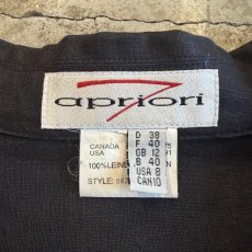 画像11: BLACK COLOR DESIGN LINEN S/S SHIRT / Ladies L (11)