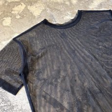 画像9: BLACK COLOR BOX SILHOUETTE SHEER S/S TOPS / Mens M~L (9)