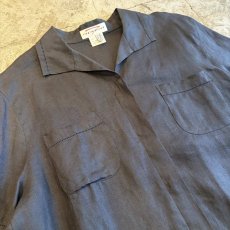 画像3: BLACK COLOR DESIGN LINEN S/S SHIRT / Ladies L (3)