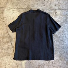 画像2: BLACK COLOR DESIGN LINEN S/S SHIRT / Ladies L (2)