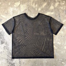 画像1: BLACK COLOR BOX SILHOUETTE SHEER S/S TOPS / Mens M~L (1)