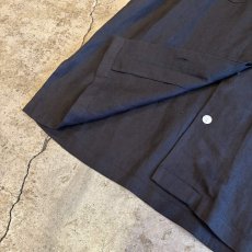 画像5: BLACK COLOR DESIGN LINEN S/S SHIRT / Ladies L (5)