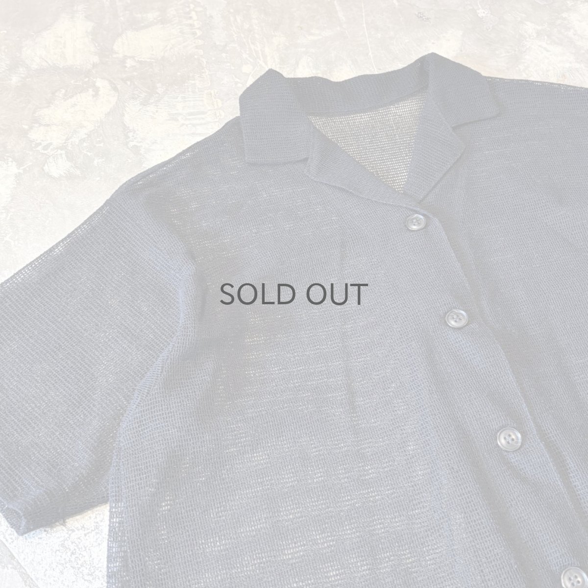 画像3: BLACK MESH OPEN COLLAR S/S SHIRT / Mens L (3)