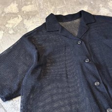 画像3: BLACK MESH OPEN COLLAR S/S SHIRT / Mens L (3)