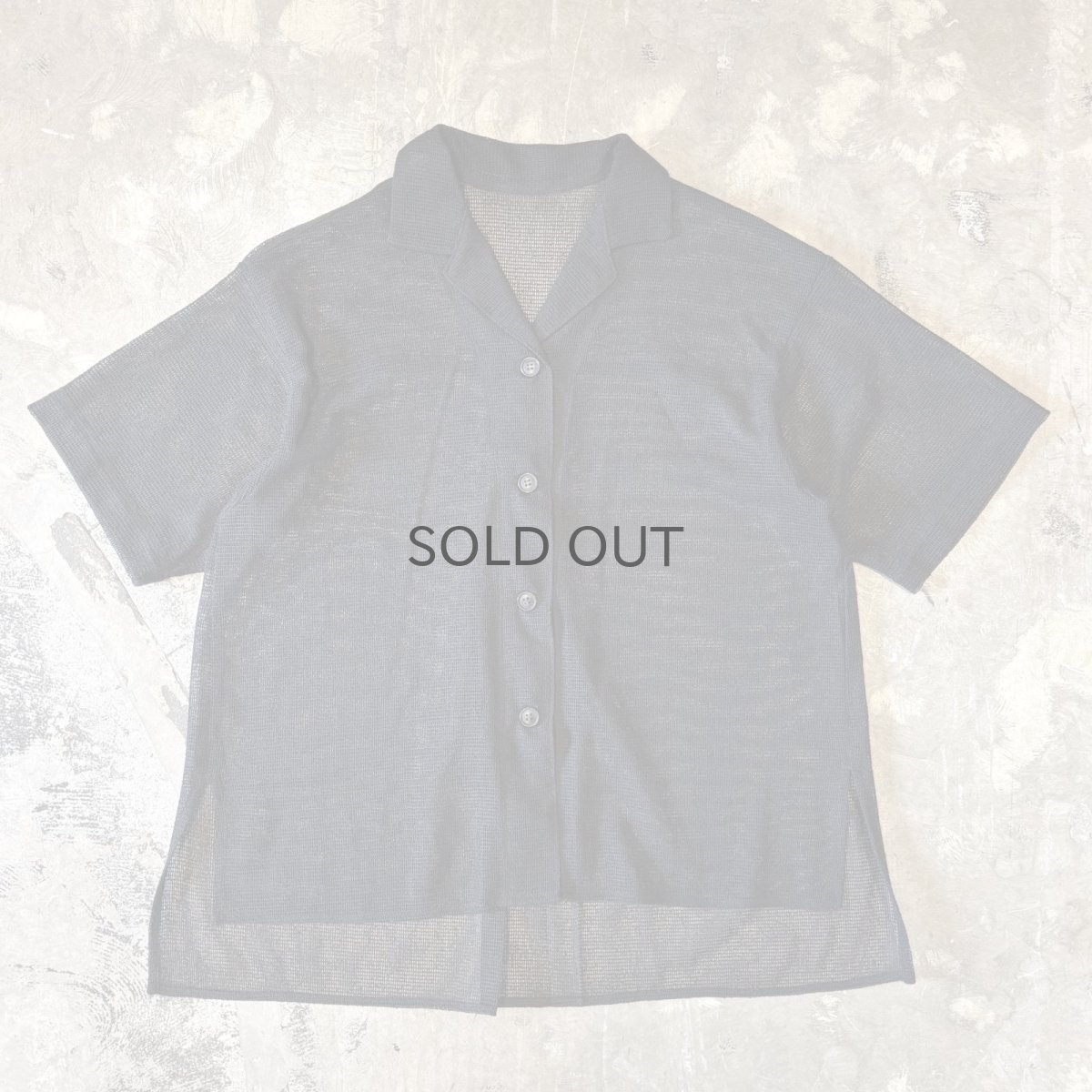 画像1: BLACK MESH OPEN COLLAR S/S SHIRT / Mens L (1)