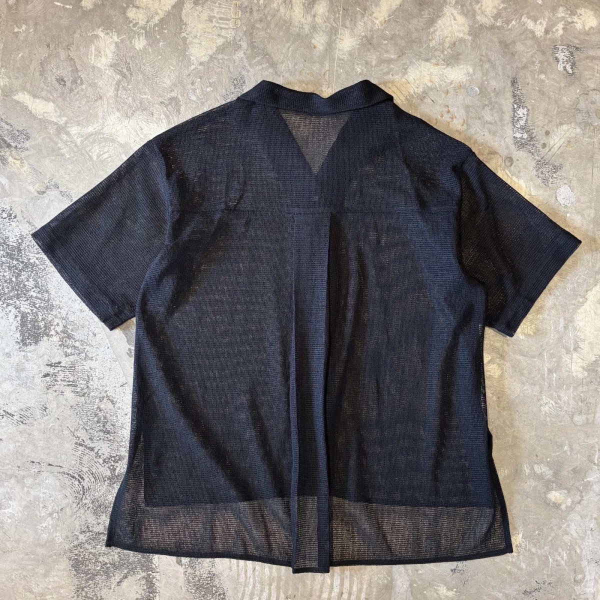 画像2: BLACK MESH OPEN COLLAR S/S SHIRT / Mens L (2)