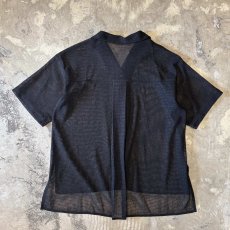 画像2: BLACK MESH OPEN COLLAR S/S SHIRT / Mens L (2)
