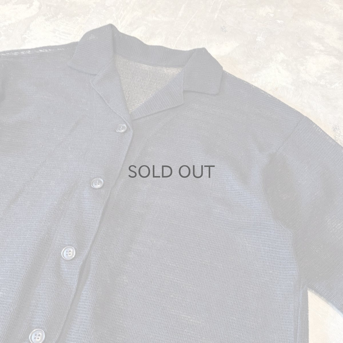 画像4: BLACK MESH OPEN COLLAR S/S SHIRT / Mens L (4)