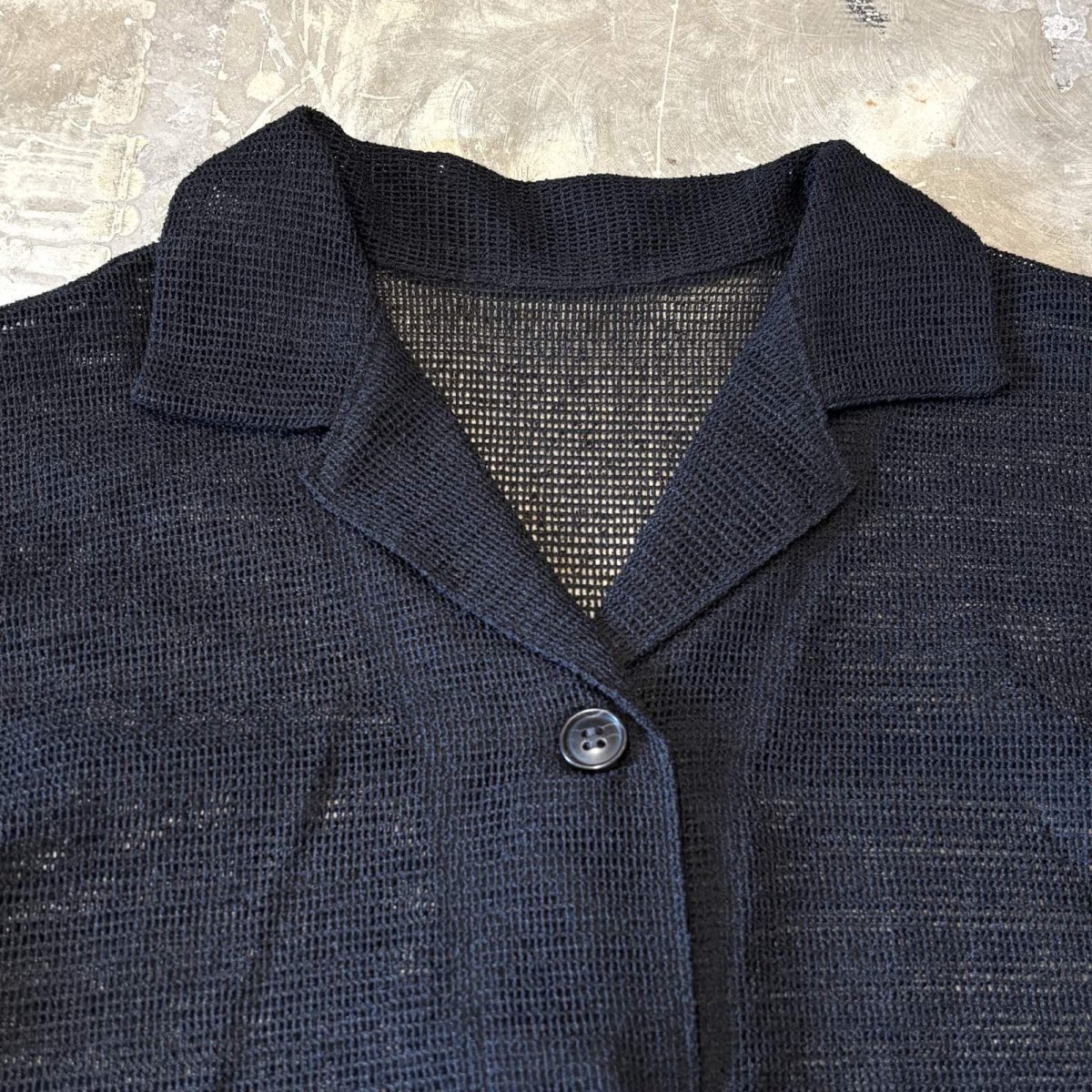 画像10: BLACK MESH OPEN COLLAR S/S SHIRT / Mens L (10)