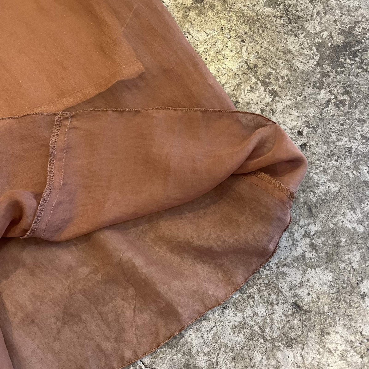 画像10: BROWN COLOR FLARE DESIGN SHEER LONG SKIRT / W25~W29 (10)