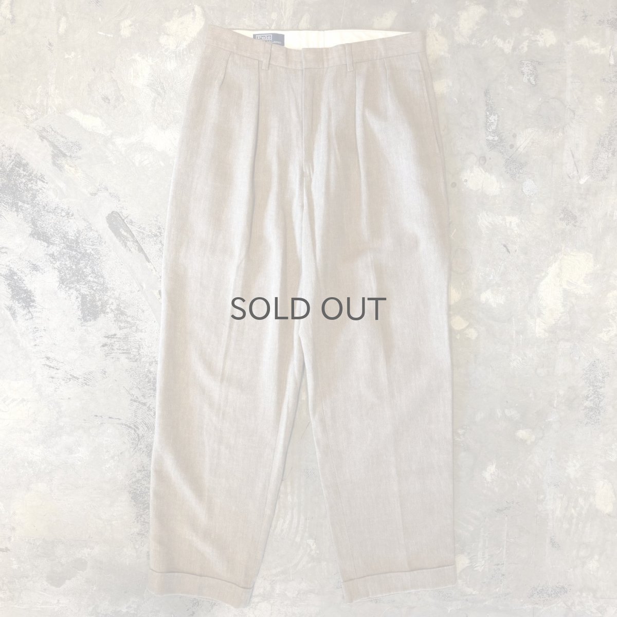 画像1: 【POLO BY RALPF LAUREN】WIDE SILHOUETTE BEIGE COLOR SLACKS / W32 (1)
