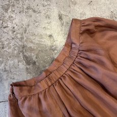 画像9: BROWN COLOR FLARE DESIGN SHEER LONG SKIRT / W25~W29 (9)