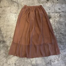 画像1: BROWN COLOR FLARE DESIGN SHEER LONG SKIRT / W25~W29 (1)