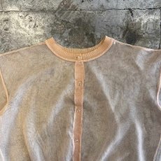 画像7: PAIL TONE COLOR CLEAR BUTTON DESIGN SHEER TULLE L/S CARDIGAN  / Ladies L (7)