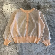 画像1: PAIL TONE COLOR CLEAR BUTTON DESIGN SHEER TULLE L/S CARDIGAN  / Ladies L (1)