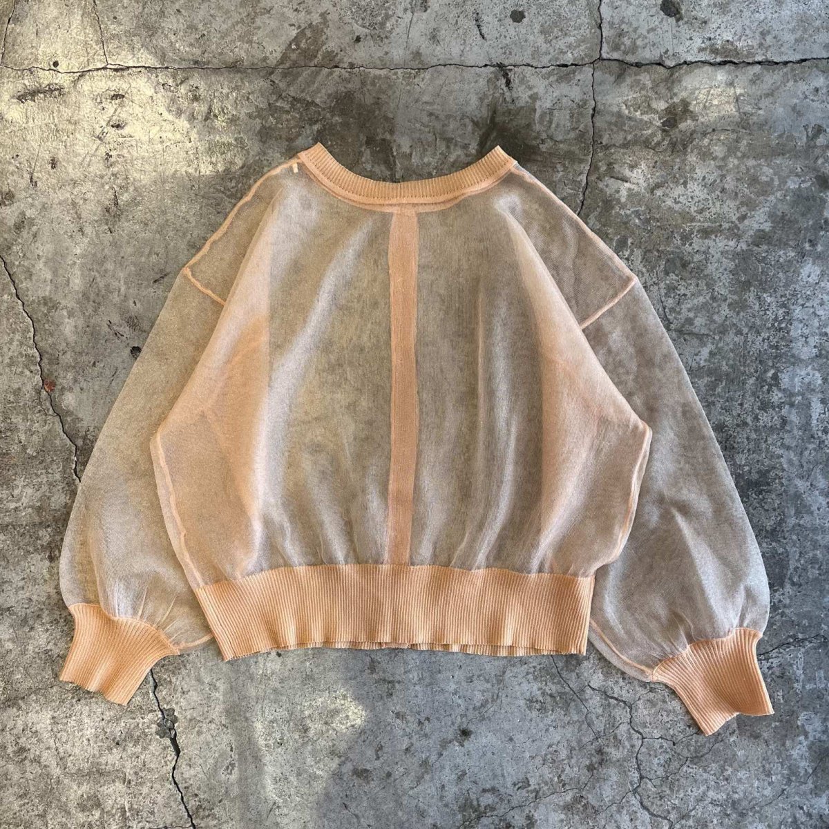 画像2: PAIL TONE COLOR CLEAR BUTTON DESIGN SHEER TULLE L/S CARDIGAN  / Ladies L (2)