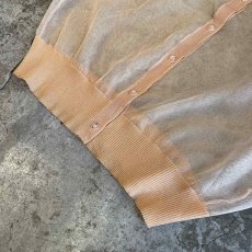 画像4: PAIL TONE COLOR CLEAR BUTTON DESIGN SHEER TULLE L/S CARDIGAN  / Ladies L (4)