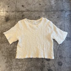 画像1: IVORY COLOR EMBOSS PATTERN S/S TOPS / Ladies M (1)