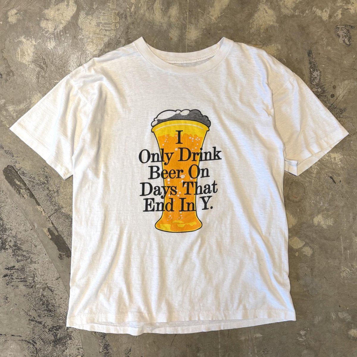 画像1: 80's FRONT BEER & MESSAGE PRINTED S/S TEE / Mens L (1)