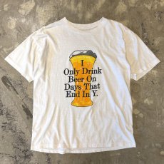画像1: 80's FRONT BEER & MESSAGE PRINTED S/S TEE / Mens L (1)