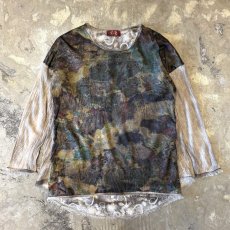 画像1: PATTERN SWITCHED BACK SLIT L/S TOPS / Mens L (1)